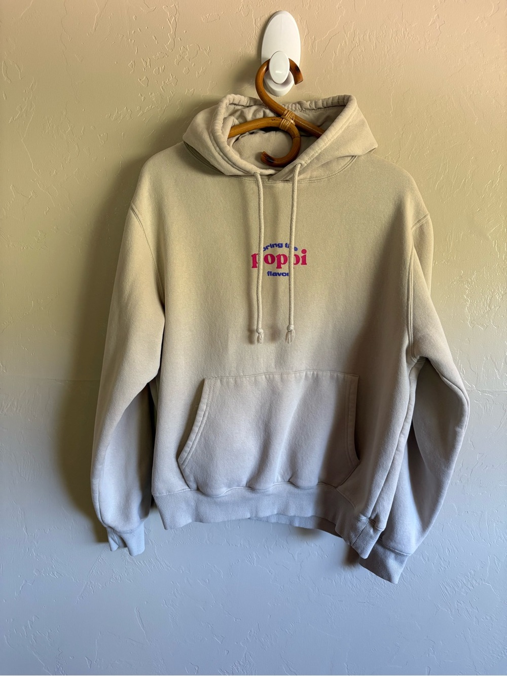 Poppi x Target Wanna Get Juicy Hoodie Pullover Sweatshirt Tan Size Medium